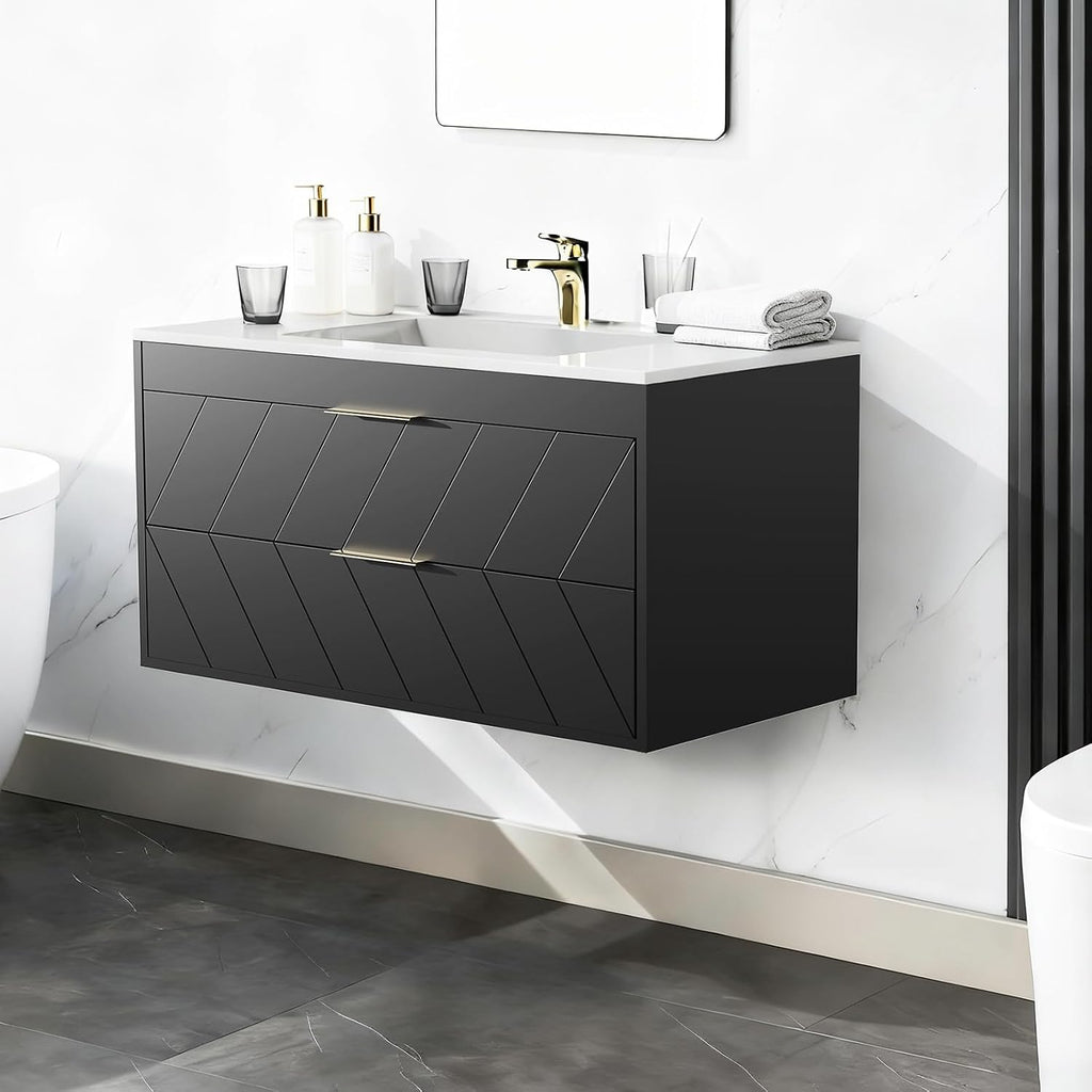 24 Inch Floating Bathroom Vanity With Resin Sink