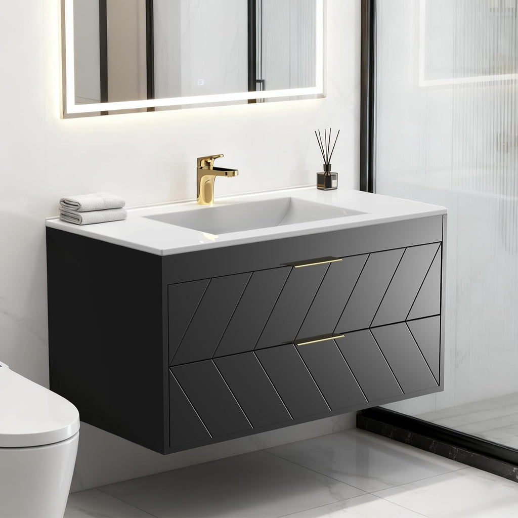 24 Inch Floating Bathroom Vanity With Resin Sink