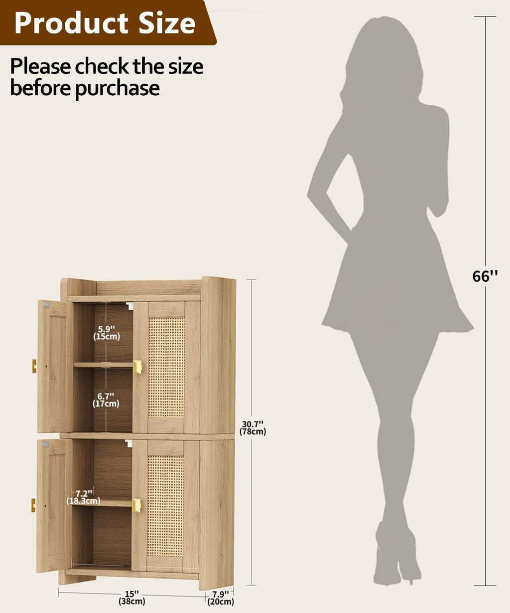Rattan Small Bathroom Storage Cabinet