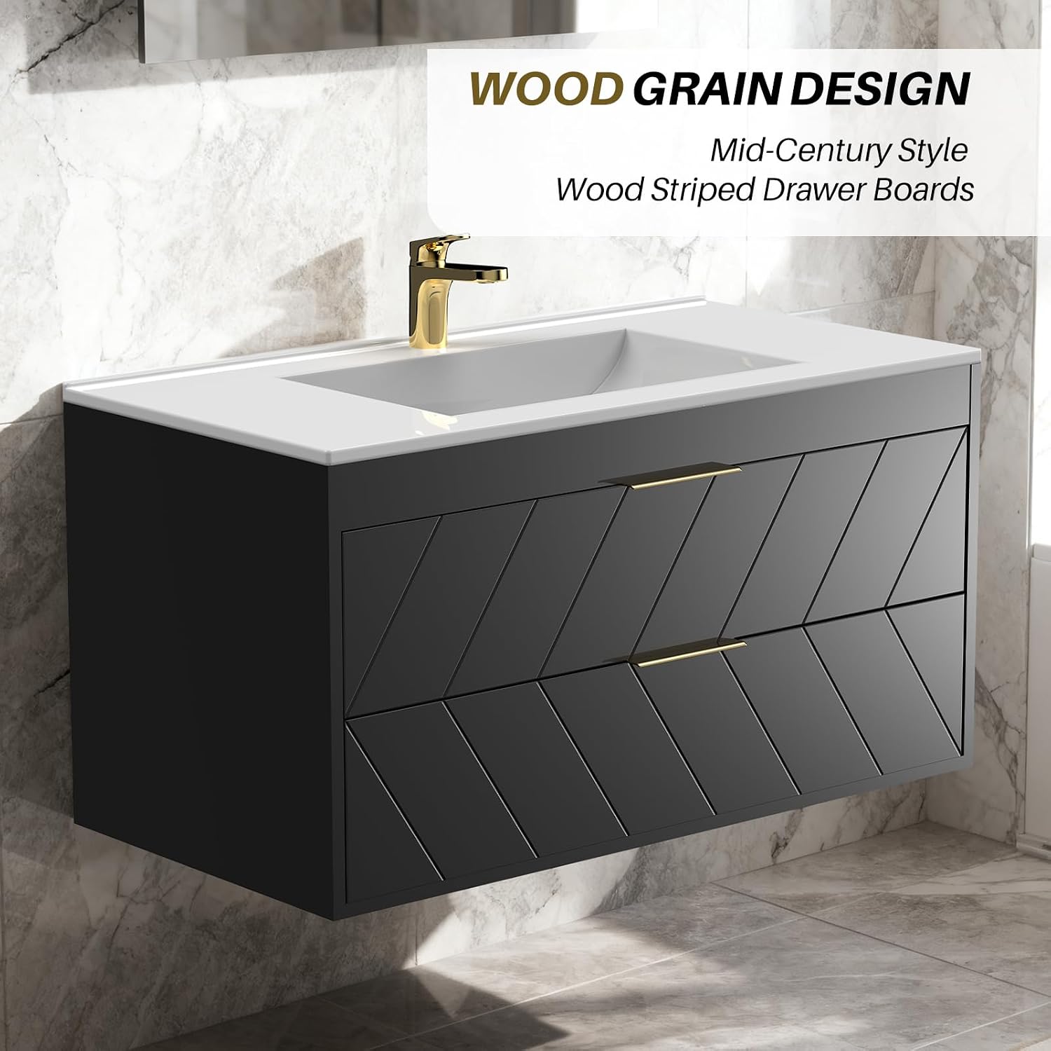 24 Inch Floating Bathroom Vanity With Resin Sink