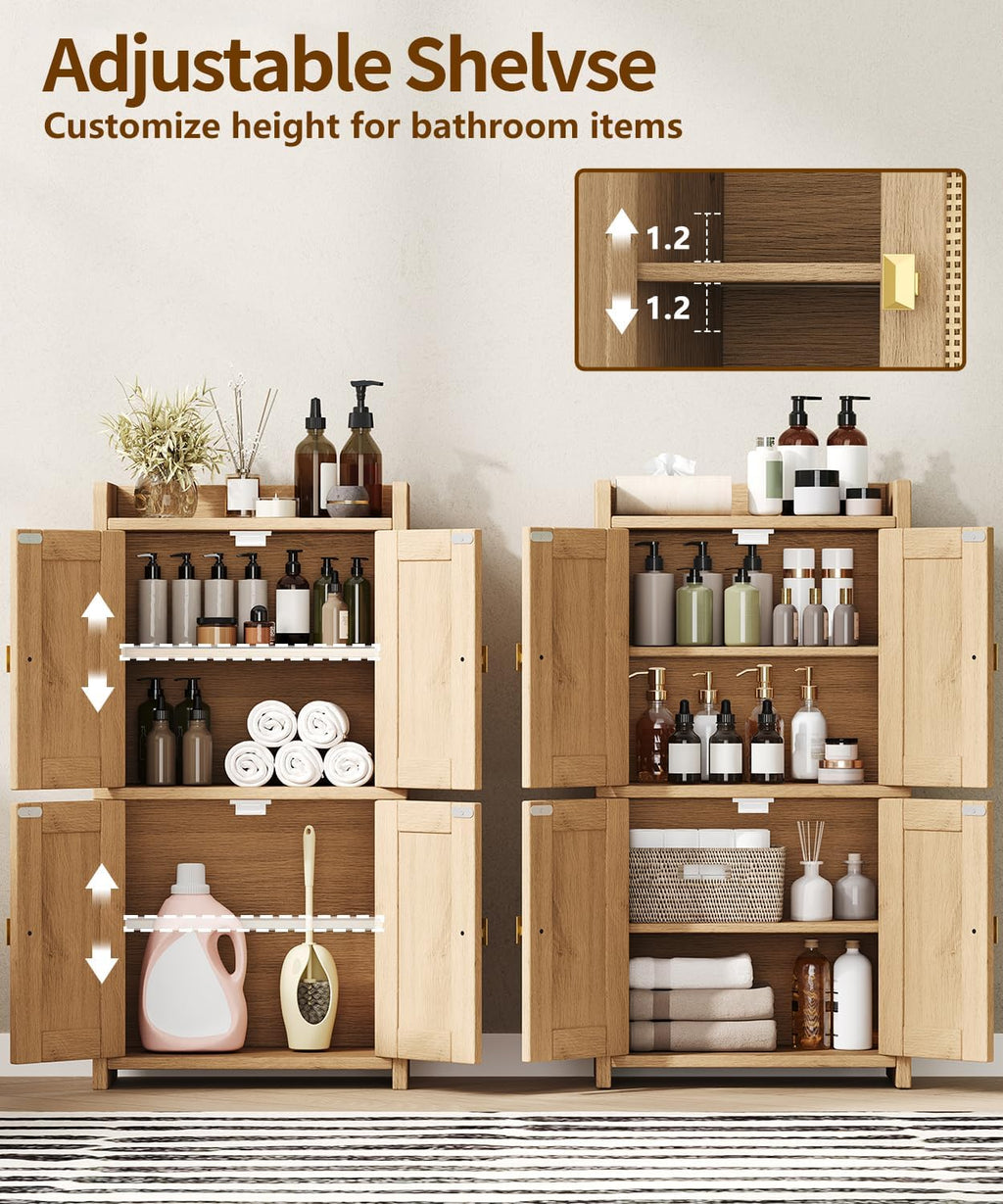 Rattan Small Bathroom Storage Cabinet