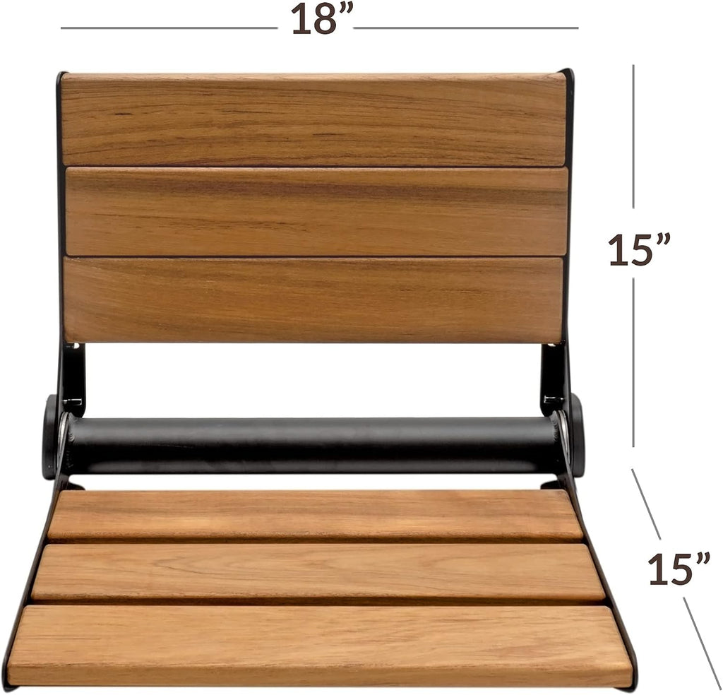 Black Teak Wall‑Mounted Folding Shower Seat