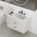 24 Inch White Fluted Floating Bathroom Vanity