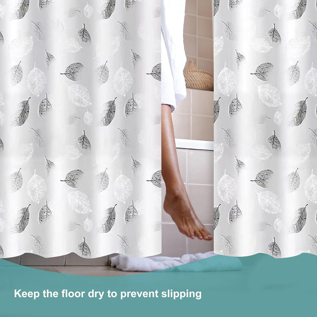 Gray Leaf Shower Curtain Liner