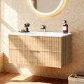 24 Inch Wood Grain Floating Bathroom Vanity With Resin Sink