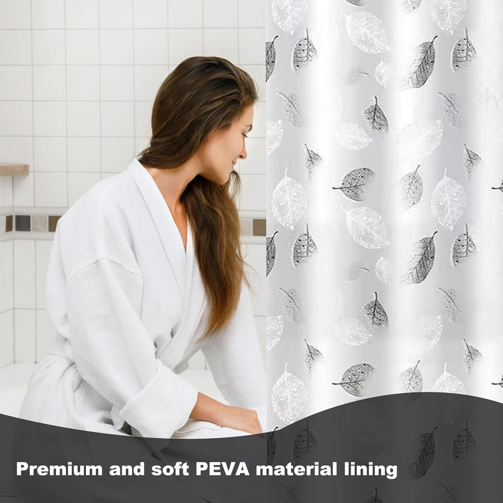Gray Leaf Shower Curtain Liner